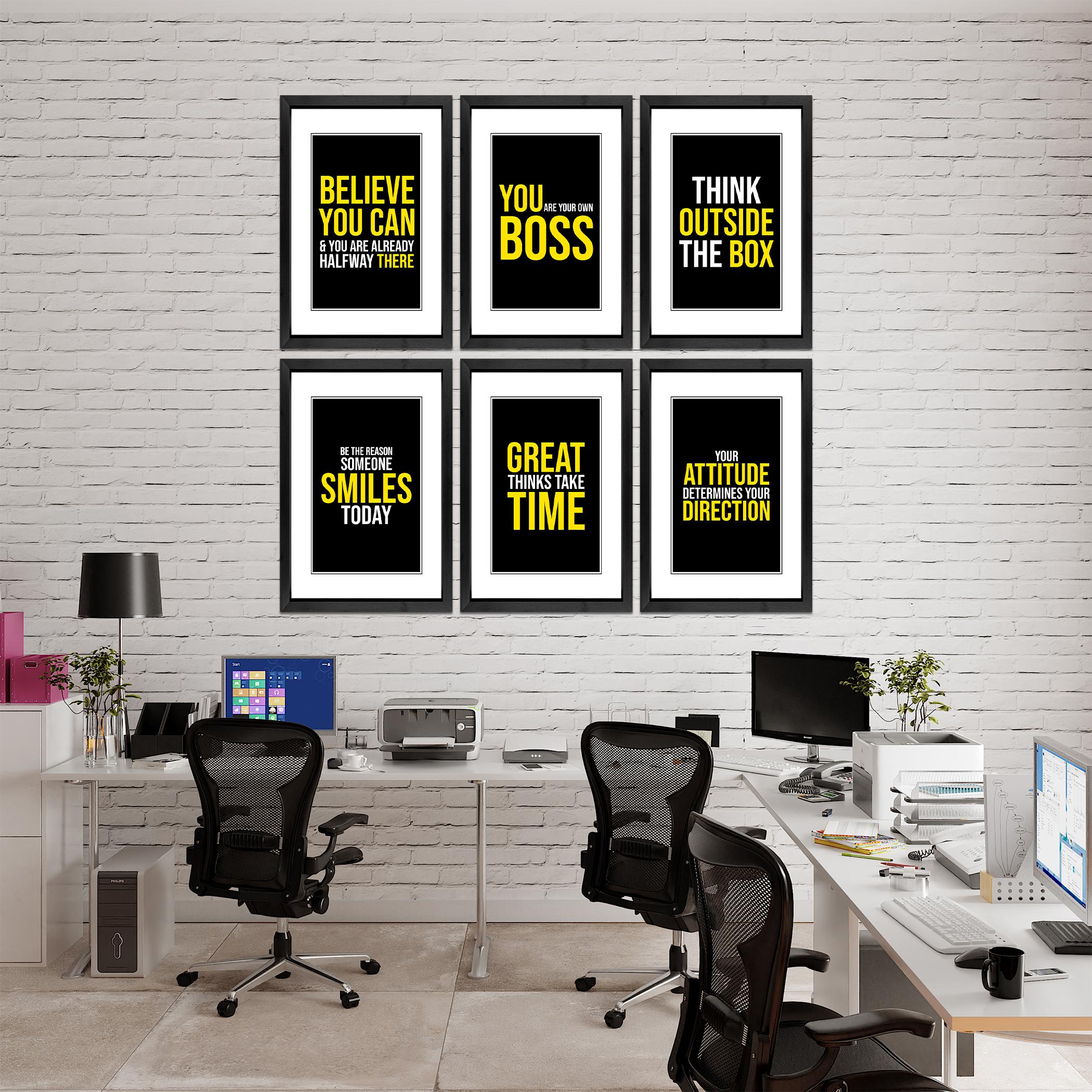 Set of 6 Motivational Quotes for Wall Frames