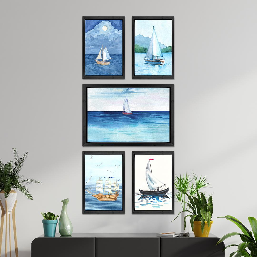 Nautical Boat Theme Wall Art Frames (5-Piece Set) - Image 2