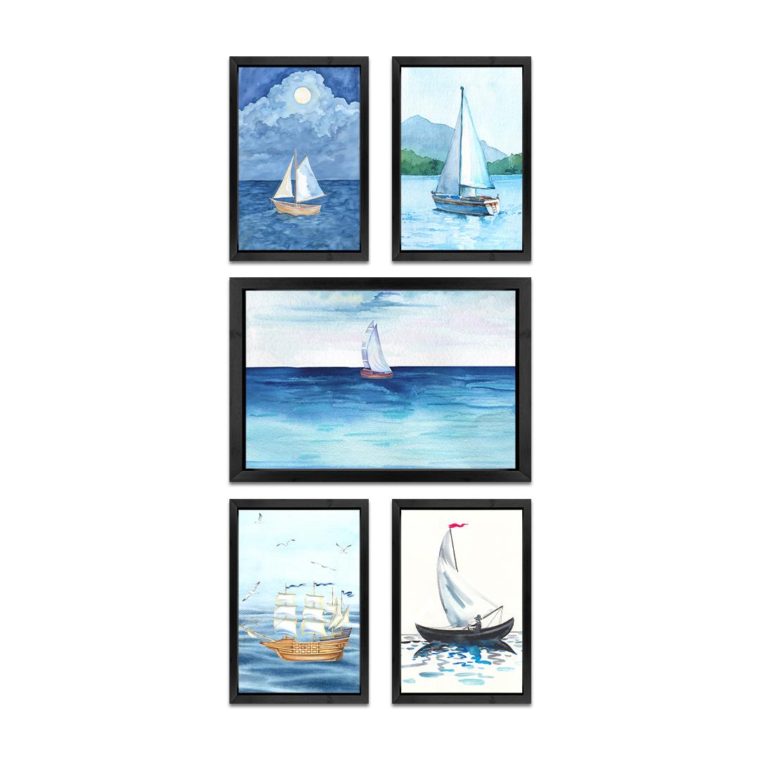 Nautical Boat Theme Wall Art Frames (5-Piece Set) - Image 3