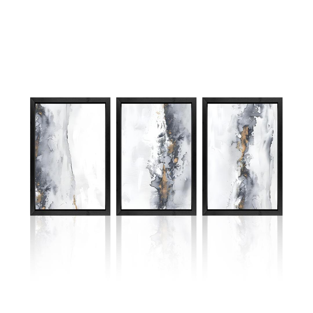 Abstract Black White and Gold Wall Panels
