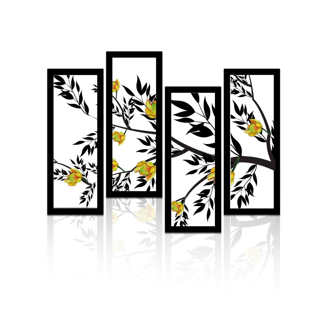 4 Panel Flower Blooming Canvas Wall Art