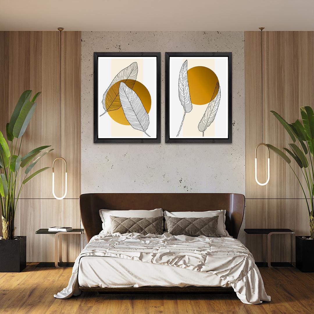 Set of 2 Boho Leaf Line Art