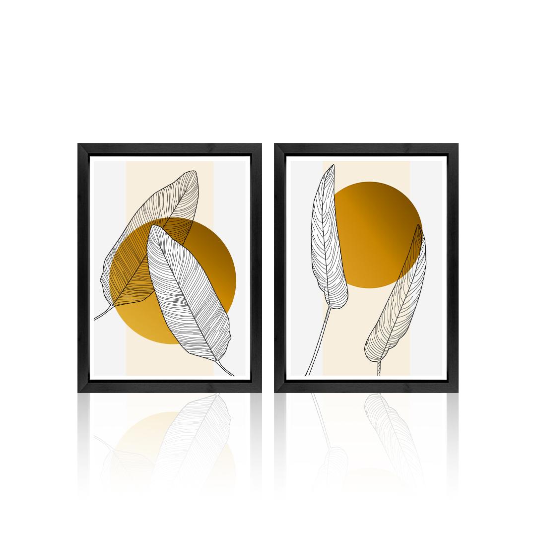 Set of 2 Boho Leaf Line Art