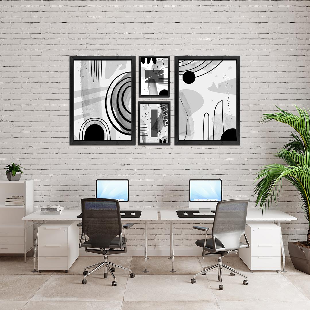 No Worries Abstract Line Art Wall Frame Set