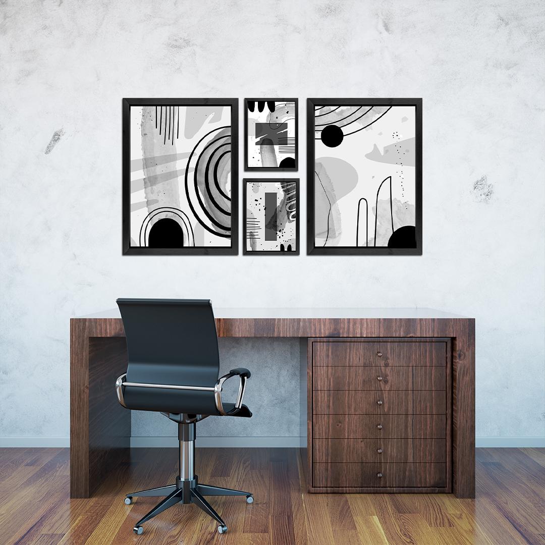 No Worries Abstract Line Art Wall Frame Set