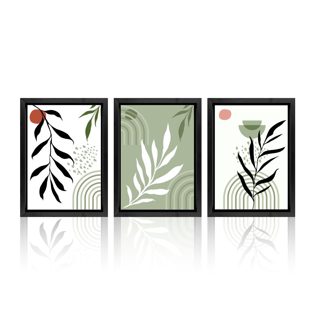 Set of 3 Sage Green Boho Wall Art Frames