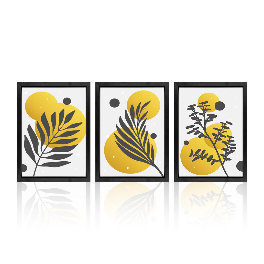Black and Yellow Abstract Leaf Wall Art Frame
